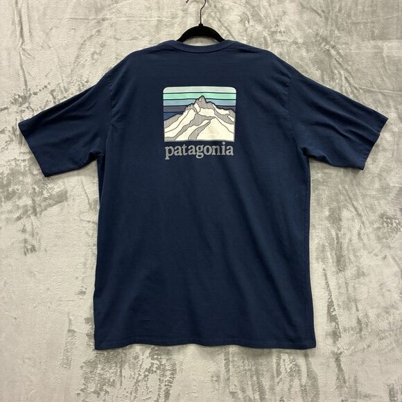 Patagonia Men's XL Responsibili-Tee T Shirt Blue Pocket Graphic Outdoors Hiking - Picture 5 of 5
